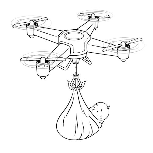 Drone delivering baby
