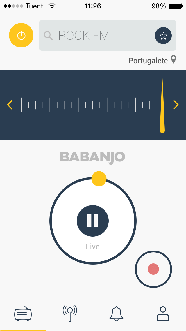 Interfaz de Babanjo Radio para iPhone