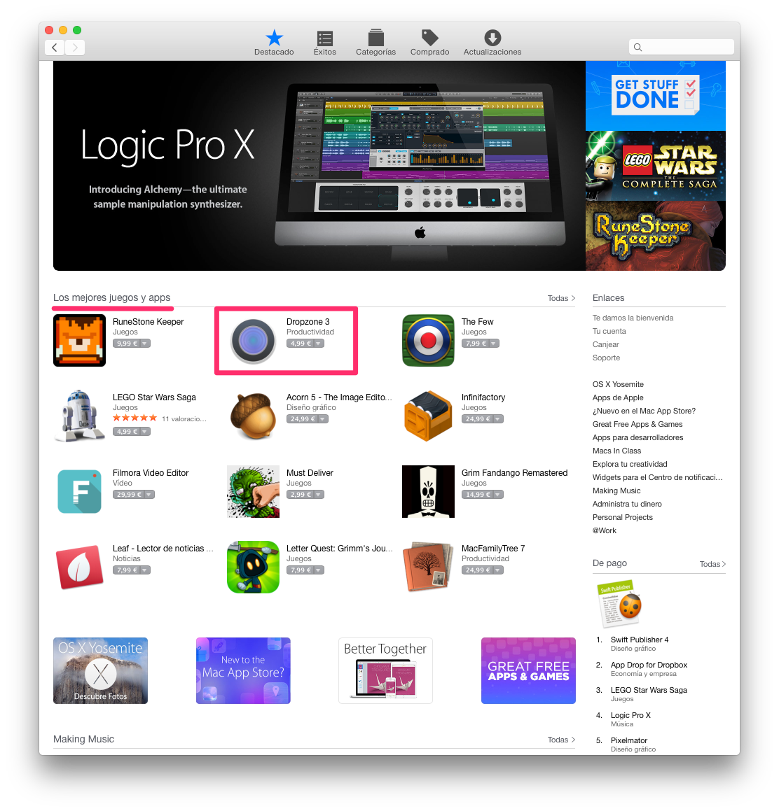 Dropzone destacada en la Mac App Store